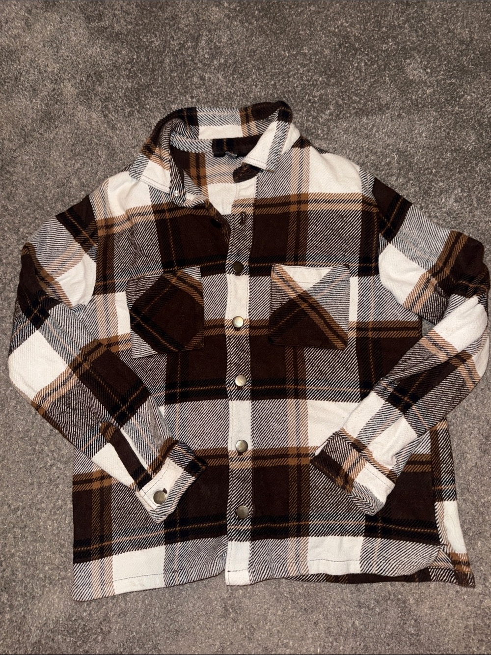 Mountain Ridge Brown and Cream Plaid Shacket
